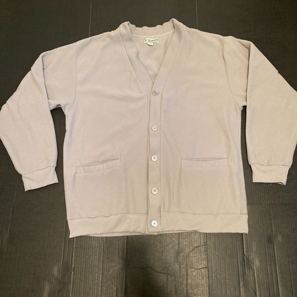 Vintage Haband Cardigan, Putty Color, Grandpa Sweater Size XX Made in Swaziland